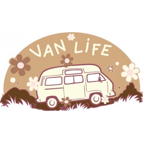 Sticker Vanlife 11 Marron