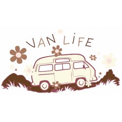 Sticker Vanlife 11 Marron transparent