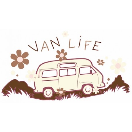 Sticker Vanlife 11 Marron transparent
