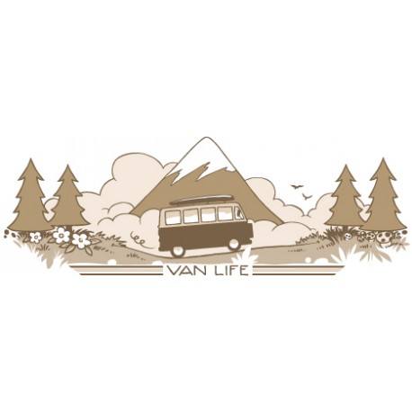 Sticker Vanlife 4 Marron